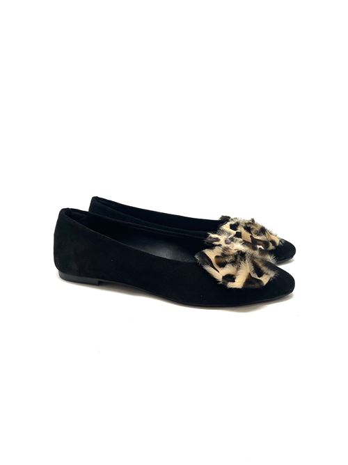 Ballerina con fiocco in cavallino leo IL LACCIO | 716009SUEDEBLACKLEOPARD